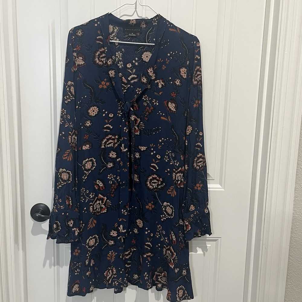 Sanctuary Cottage Core Floral Long Ruffle Bottom Sleeved Babydoll Dress‎  Small